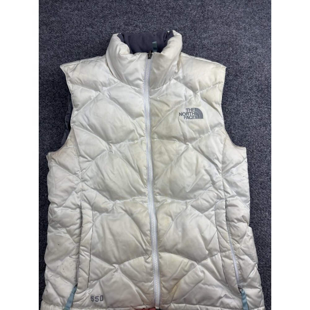 The North Face Vest Womens Small White 550 Down Quilted Full Zip Fleece‎ Outdoor